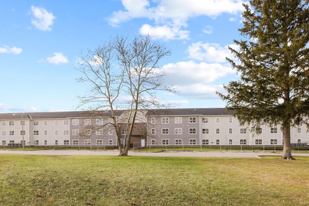 View of the community with greenery all around at Dunbury Greene in Columbus, Ohio 