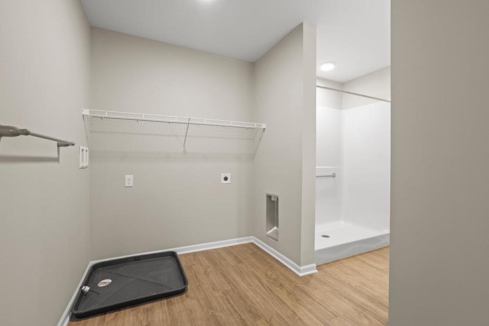 Bedroom with attached closet at Dunbury Greene in Columbus, Ohio 