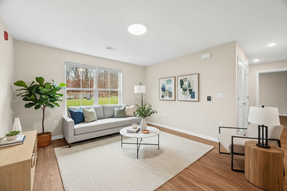 Furnished living room at Boundary Lofts in Cranberry Township, Pennsylvania