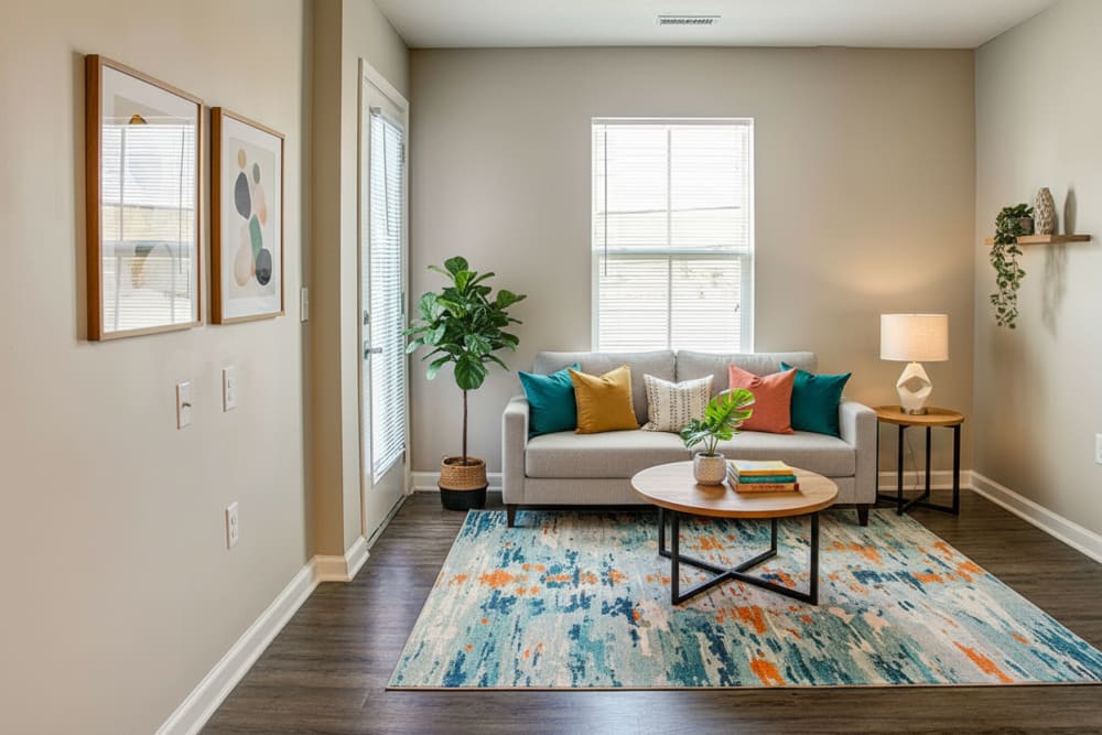 Furnished living room at Brennan Pointe II in Newport News, Virginia
