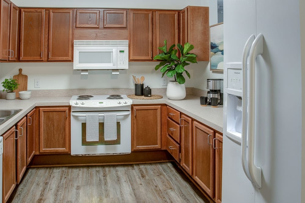 Furnished kitchen at City View Place in Richmond, Virginia