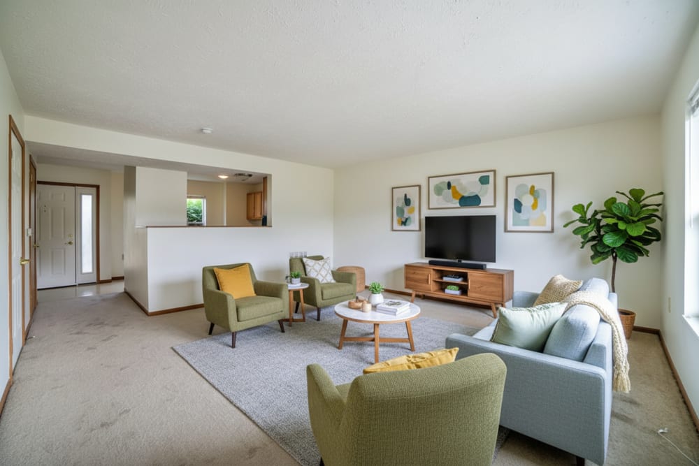 Furnished living room at Connolly Park in Beaver Falls, Pennsylvania