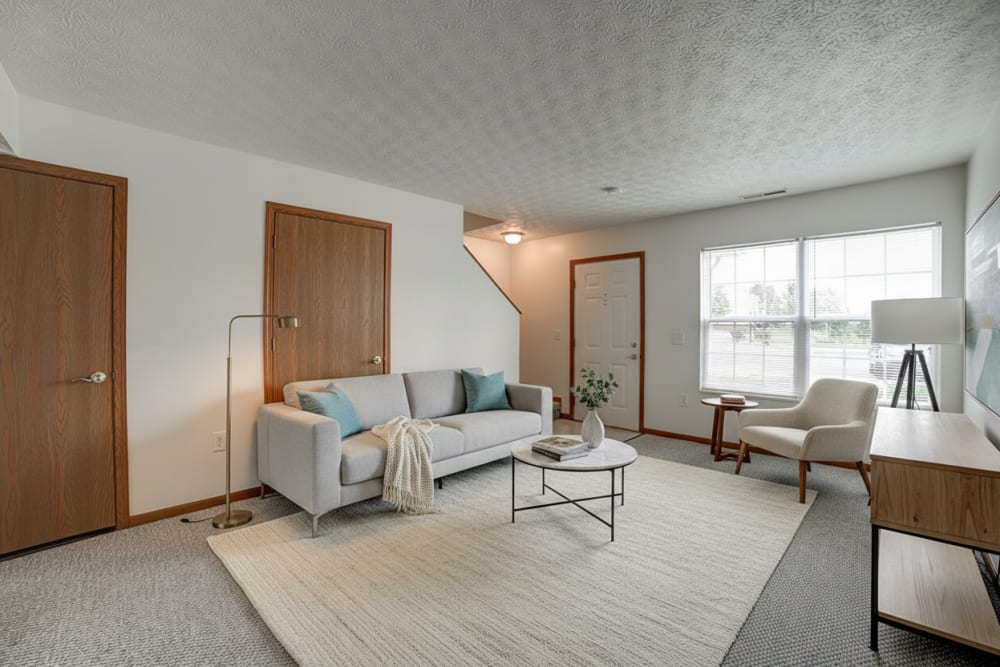 Furnished living room at Crossroads Meadow in Ebensburg, Pennsylvania
