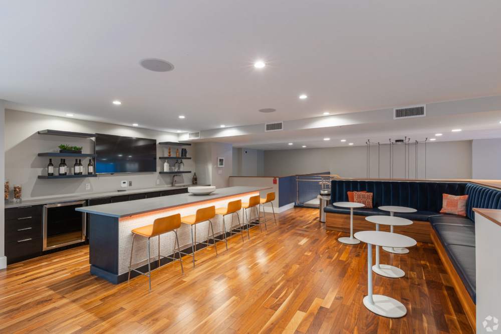 Community kitchen in the clubhouse at The National in Philadelphia, Pennsylvania