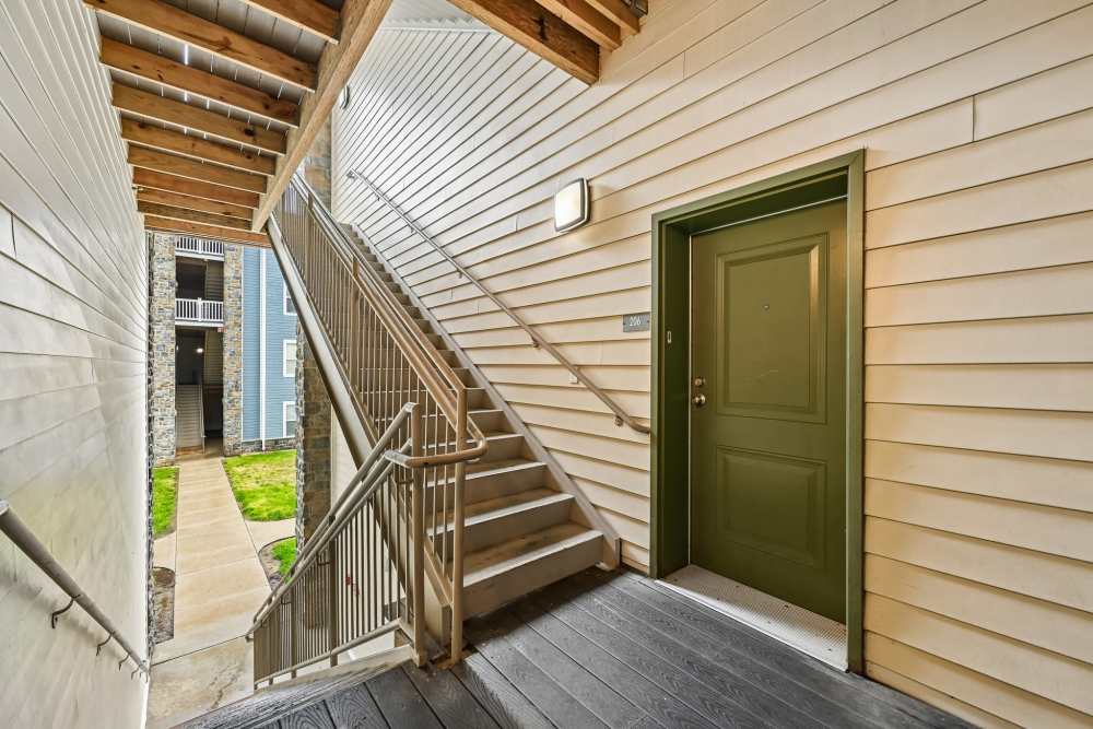 Apatment staircsae at Burgess Mill Station in Ellicott City, Maryland