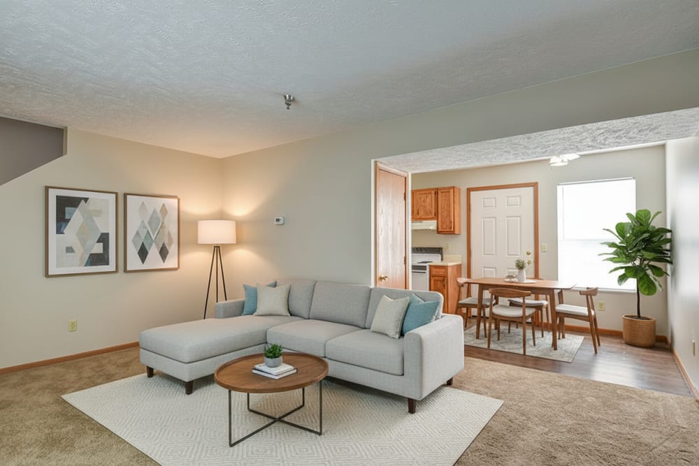 Furnished living room at Greene Glen in Morgantown, West Virginia