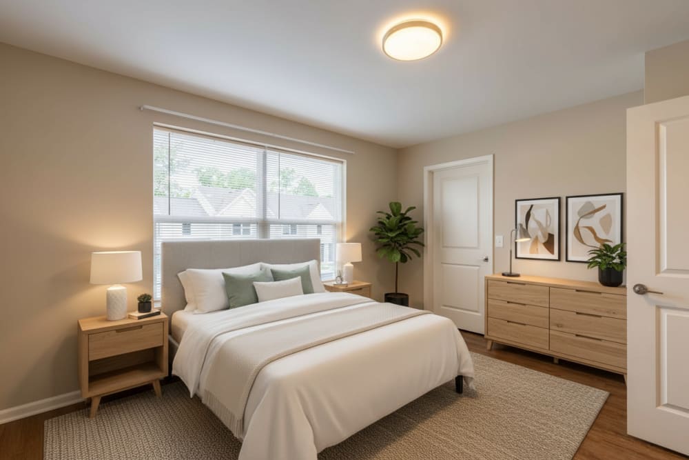 Furnished bedroom at Hopper Commons in Hollidaysburg, Pennsylvania