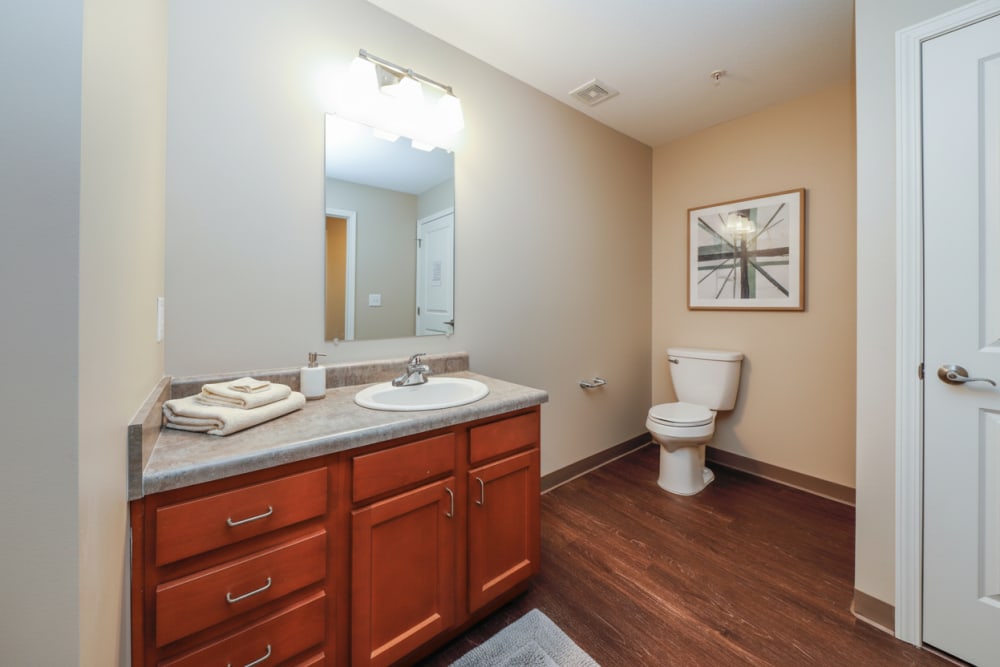 Furnished bathroom at Keyser Greene in Keyser, West Virginia