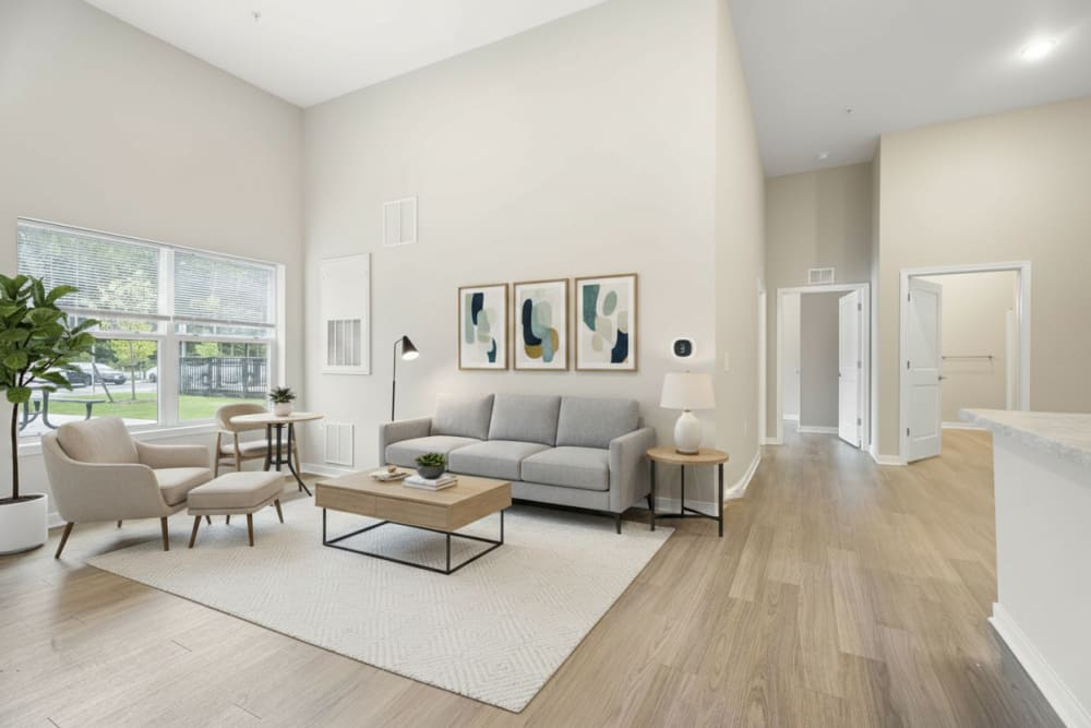 Furnished living room at Lambert Landing I in Chester, Virginia