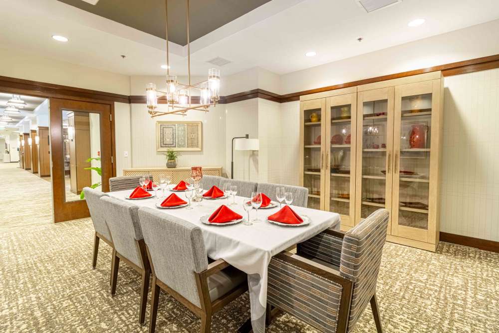 A private dining room at Merrill Gardens at Lafayette in Lafayette, California. 