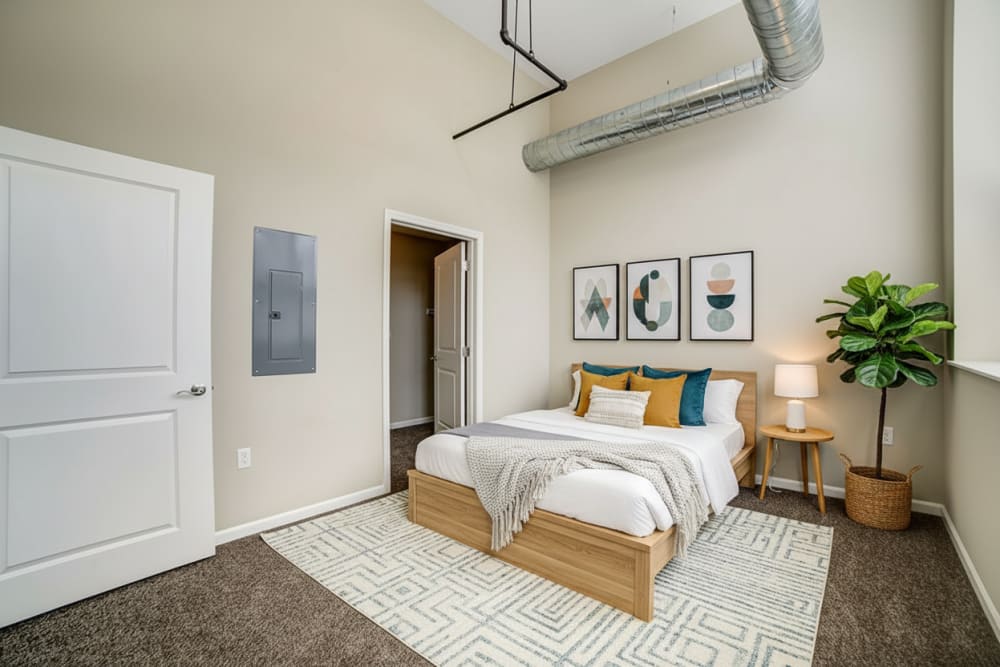 Furnished bedroom at Willow Commons Apartments in Erie, Pennsylvania