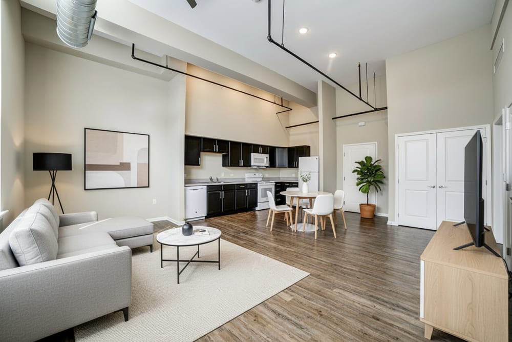 Furnished living room at Willow Commons Apartments in Erie, Pennsylvania