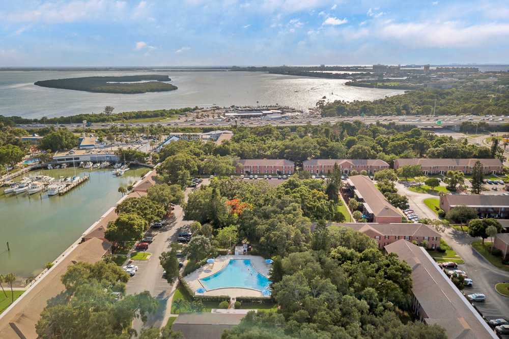 Aerial view of the community at Carlton Arms Of St. Petersburg in St Petersburg, Florida 