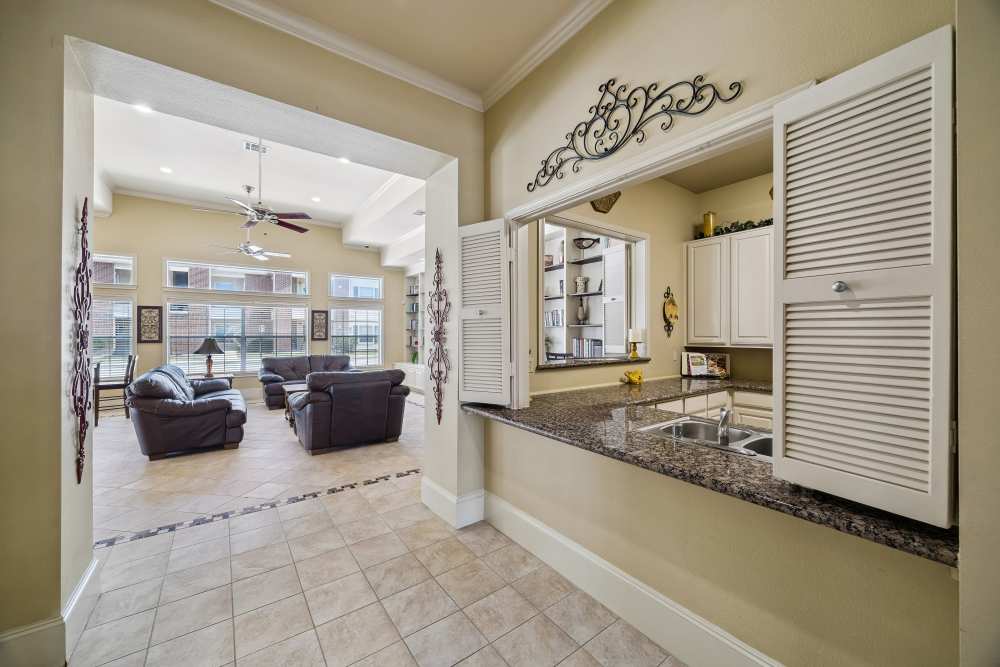Clubhouse with cafe at Montgomery Pines Apartments in Porter, Texas