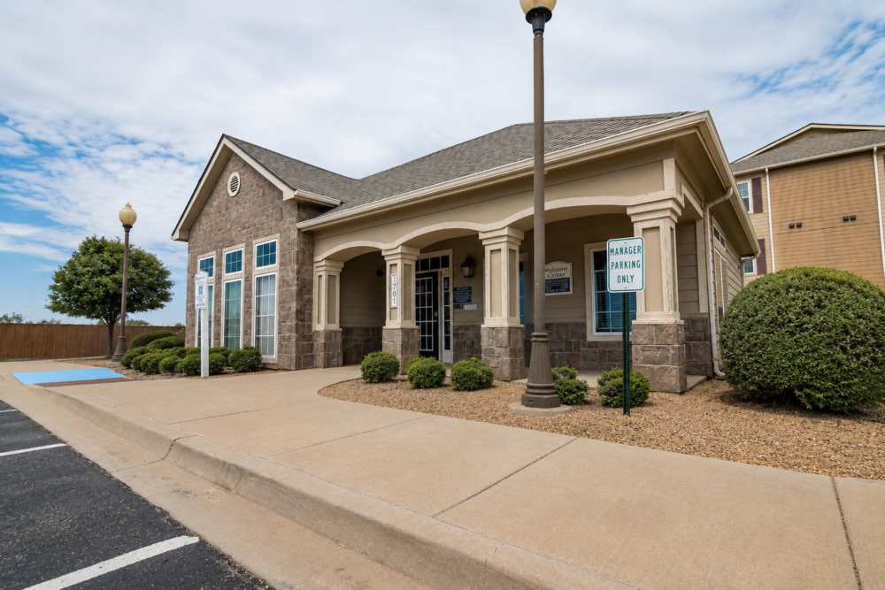 Leasing office entrance at Gateway Plaza Apartments in Midland, Texas