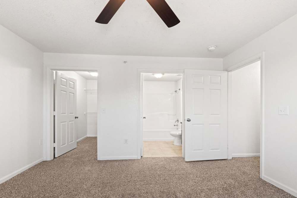 Bedroom with carpet flooring at Stone Canyon Apartments in Amarillo, Texas