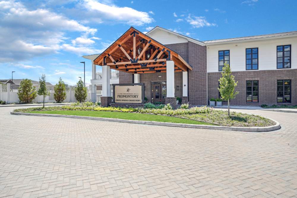 Main entrance at The Residences at Promontory in Plano, Texas