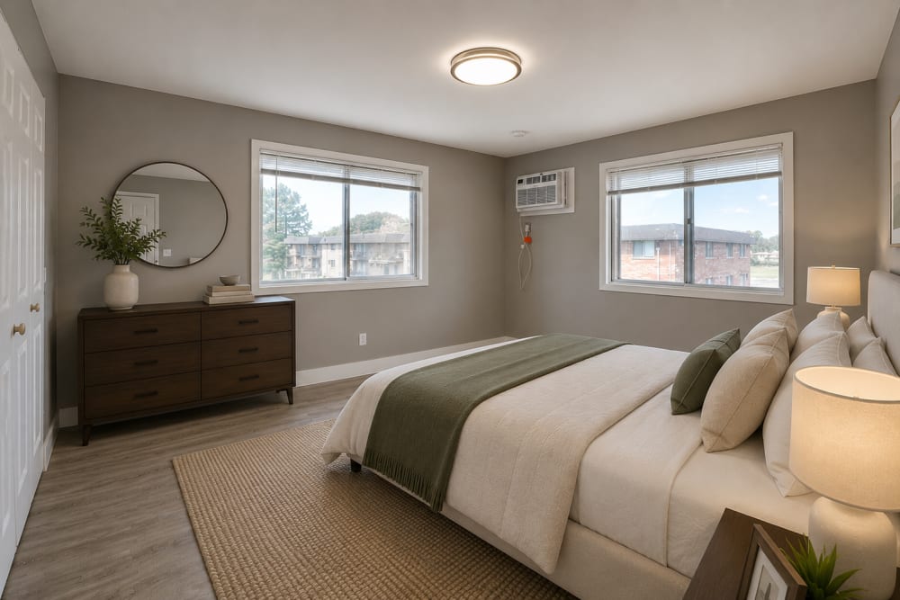 Bedroom with air condition at The Ridge in Merrillville, Indiana