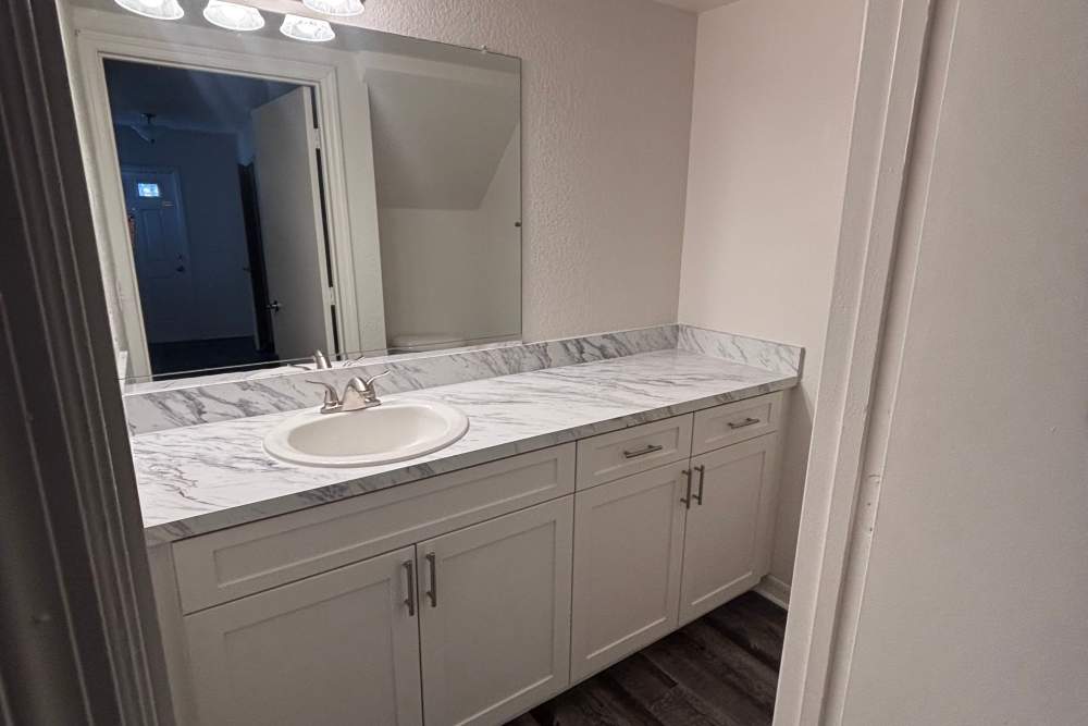 Spacious Modern bathroom attached with vanity and bath tub at Carlton Arms Of Ocala in Ocala, Florida