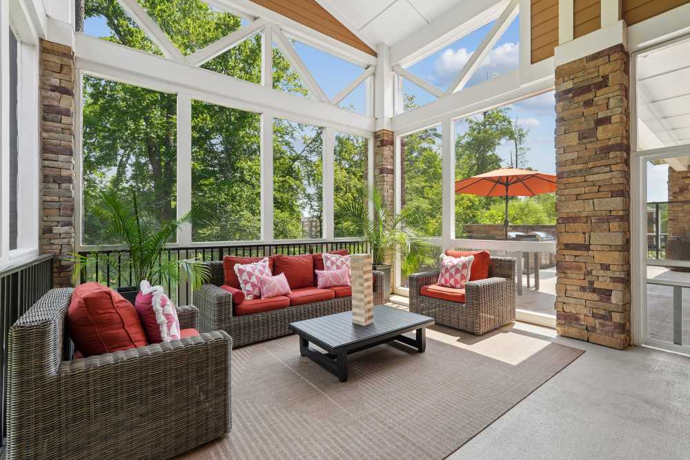 seating area with wicker couches