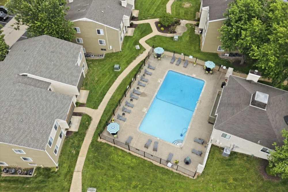 Clubhouse with pool at Waterford West in Manchester, Missouri