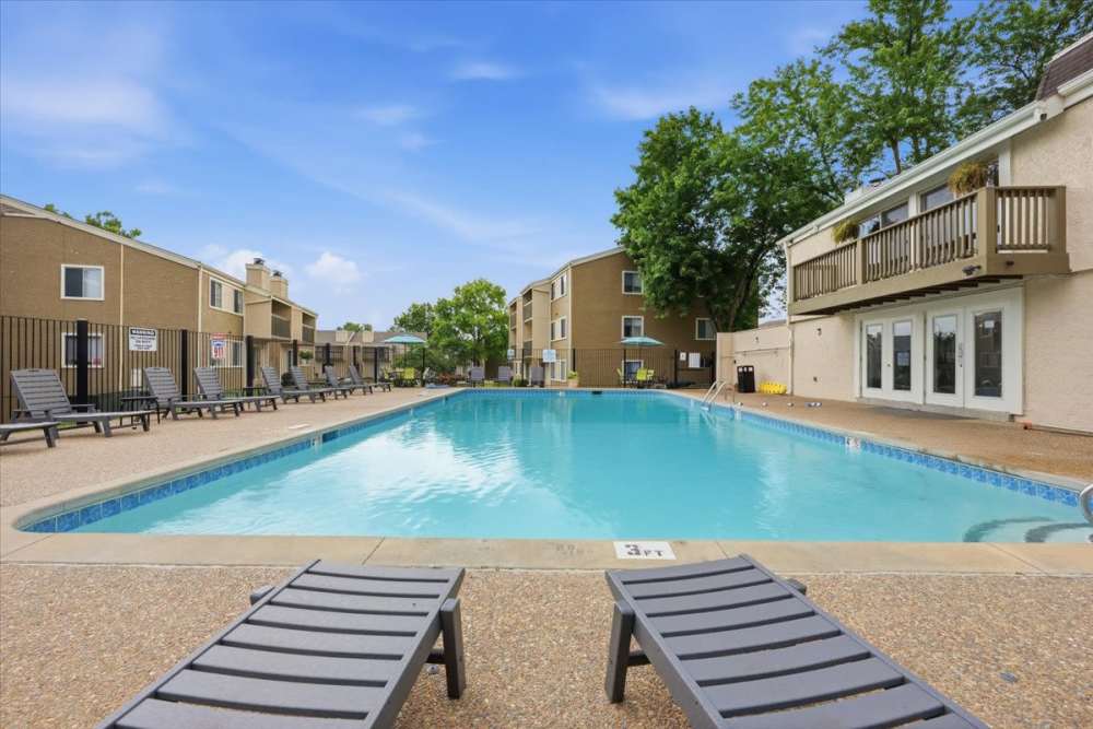 Pool with lounge seats at Waterford West in Manchester, Missouri