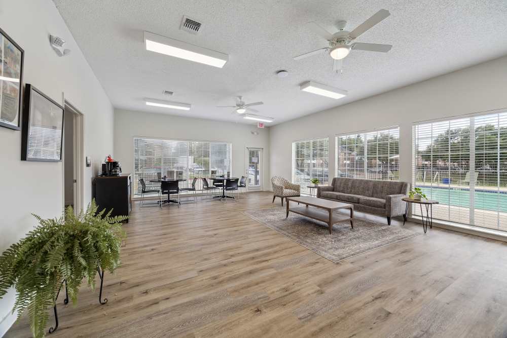Pool house interior at Meadowbrook Plaza in Houston, Texas