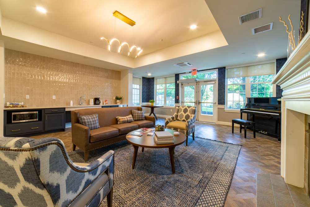 Cozy lounge area with modern furniture at The Charlestown in Charlestown, Massachusetts
