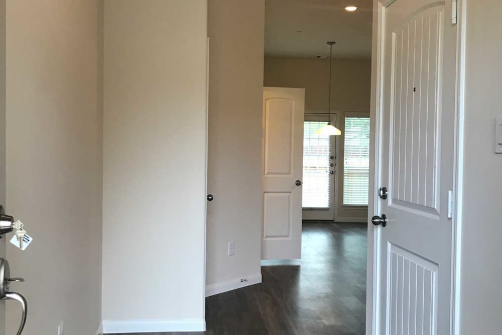 White doors and light fixtures visible at 36 Palms Townhomes in Missouri City, Texas