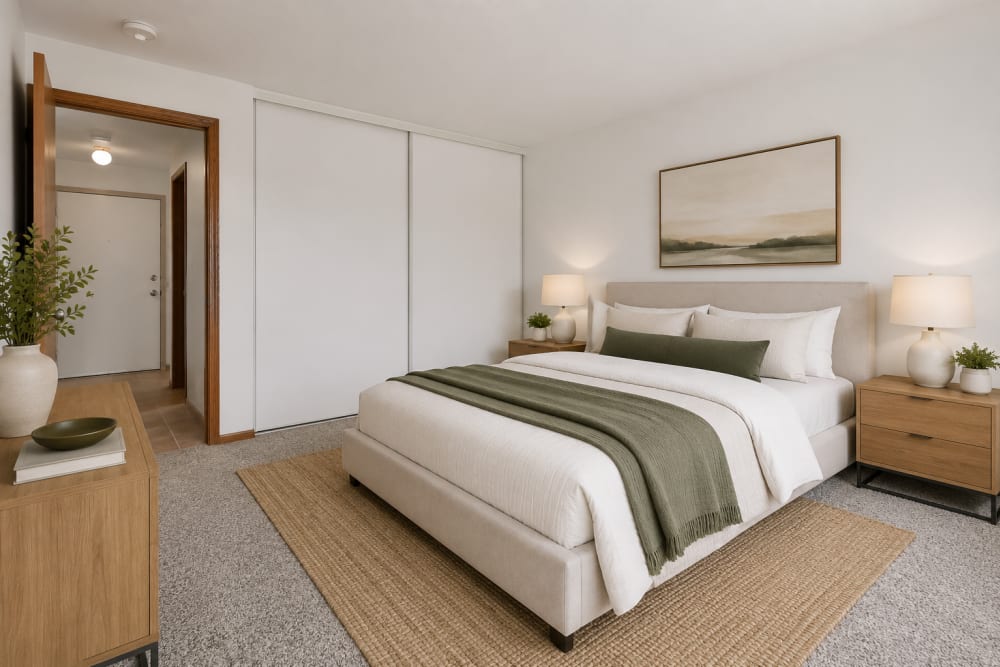 Bedroom with closet at Shoreview Hills in Shoreview, Minnesota