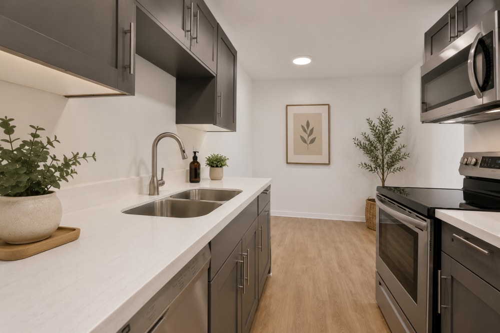 Kitchen with stainless steel appliance at Shoreview Hills in Shoreview, Minnesota 