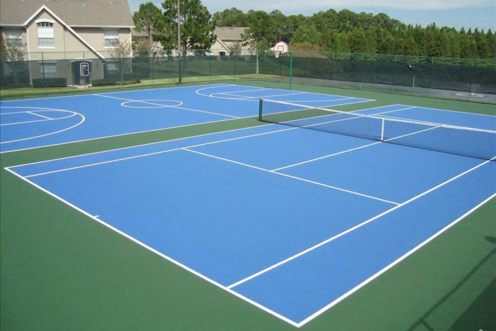 Brightly colored tennis courts at Highpoint Club in Orlando, Florida