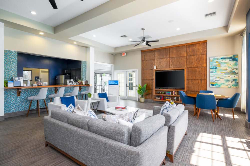 Bright open layout with modern furnishings at Highpoint Club in Orlando, Florida