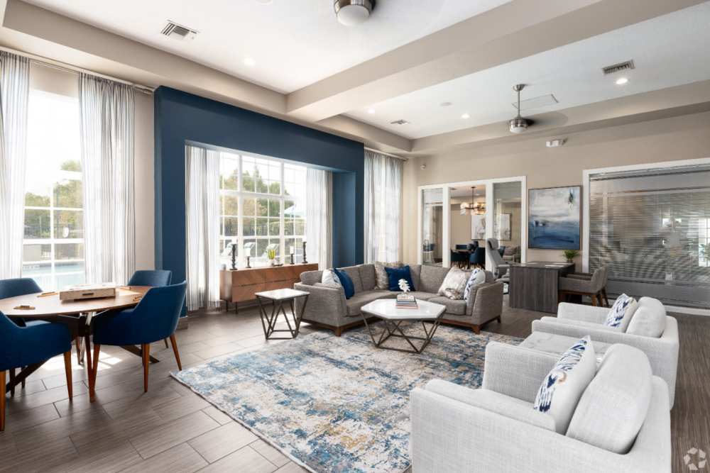 Modern lounge area with comfortable seating at Highpoint Club in Orlando, Florida