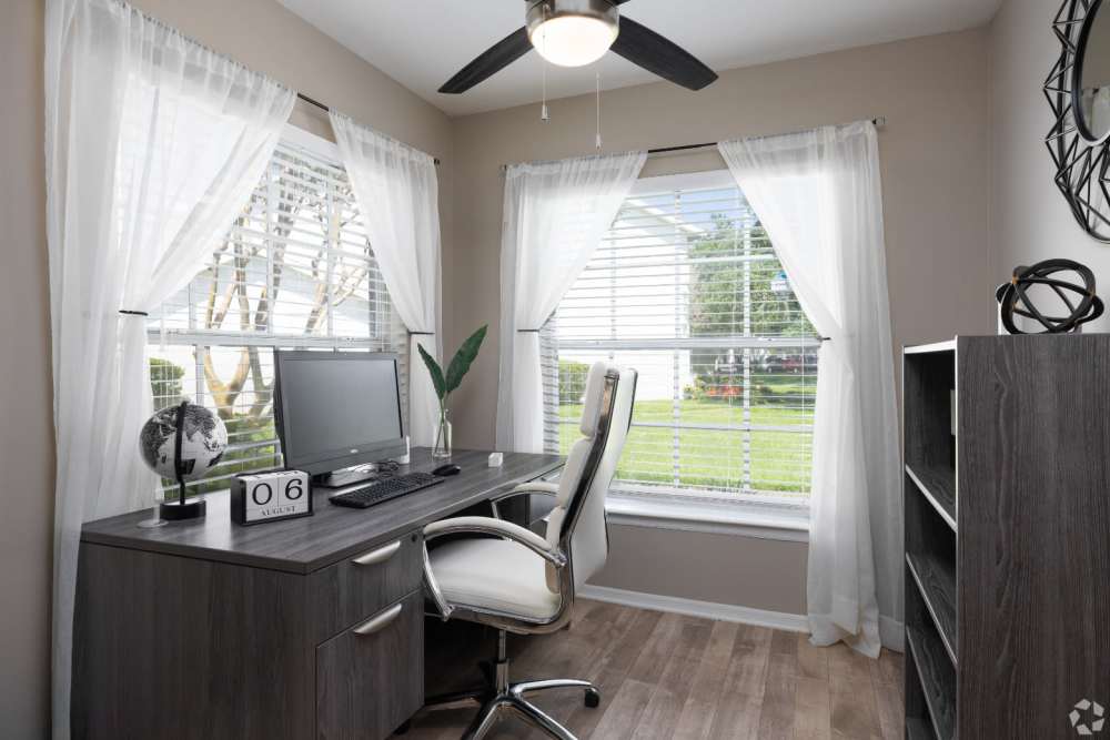 Modern desk with computer at home office at Highpoint Club in Orlando, Florida