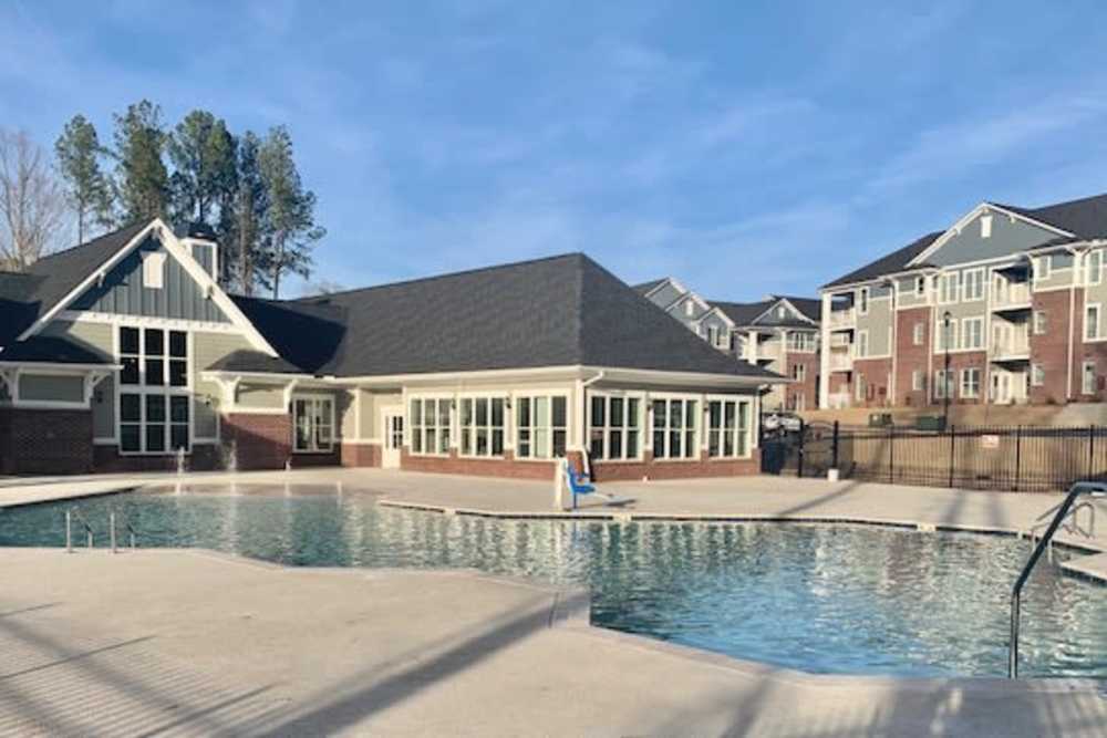 Zero entry saltwater swimming pool at Palisades of Wake Forest in Wake Forest, North Carolina