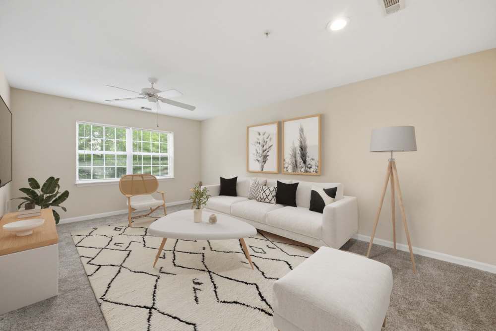 Cozy living room at Waverly Gardens in Woodstock, Maryland