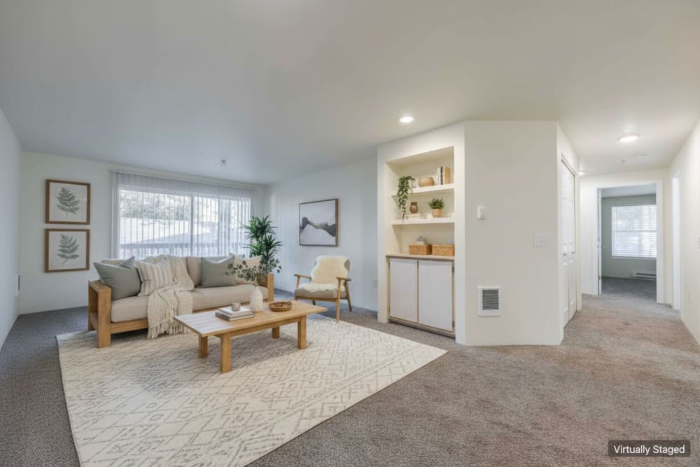 Spacious living room at Tualatin View Apartments, Portland, Oregon