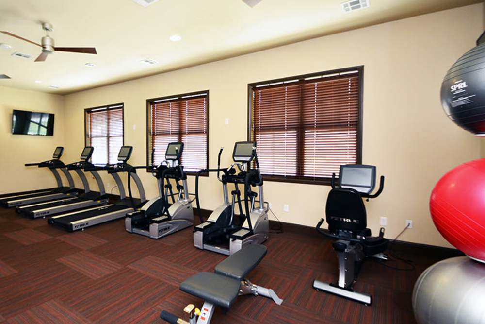 Treadmills and exercise equipment in gym at Midway Station in Midland, Texas