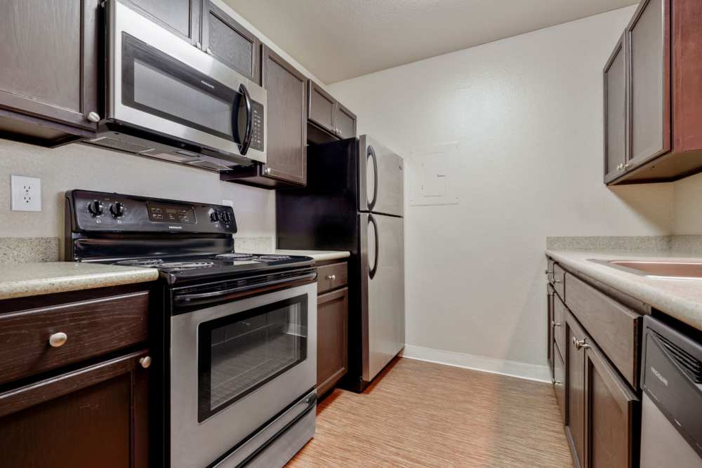 Stainless-steel appliances in a kitchen at Bridges at San Ramon in San Ramon, California