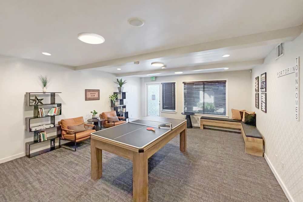 Community Recreation Room with Lounge and Ping Pong at Portofino Townhomes in Wilmington, California