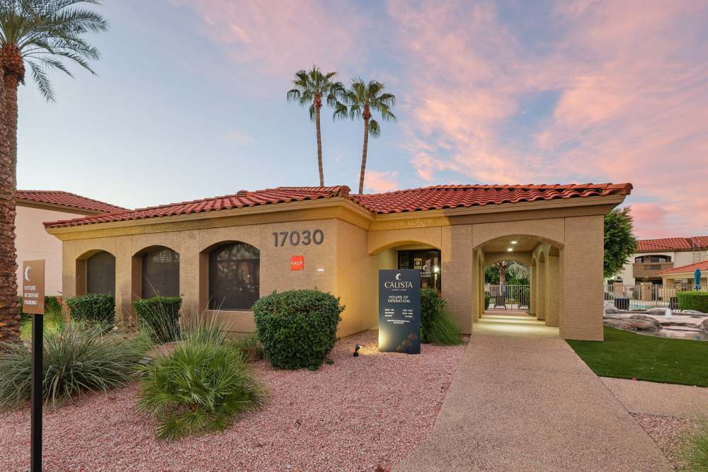 front of the leasing office at Calista in Scottsdale, Arizona