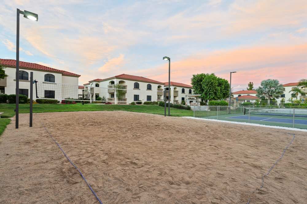 sand volleyball court and pickleball courts at Calista in Scottsdale, Arizona