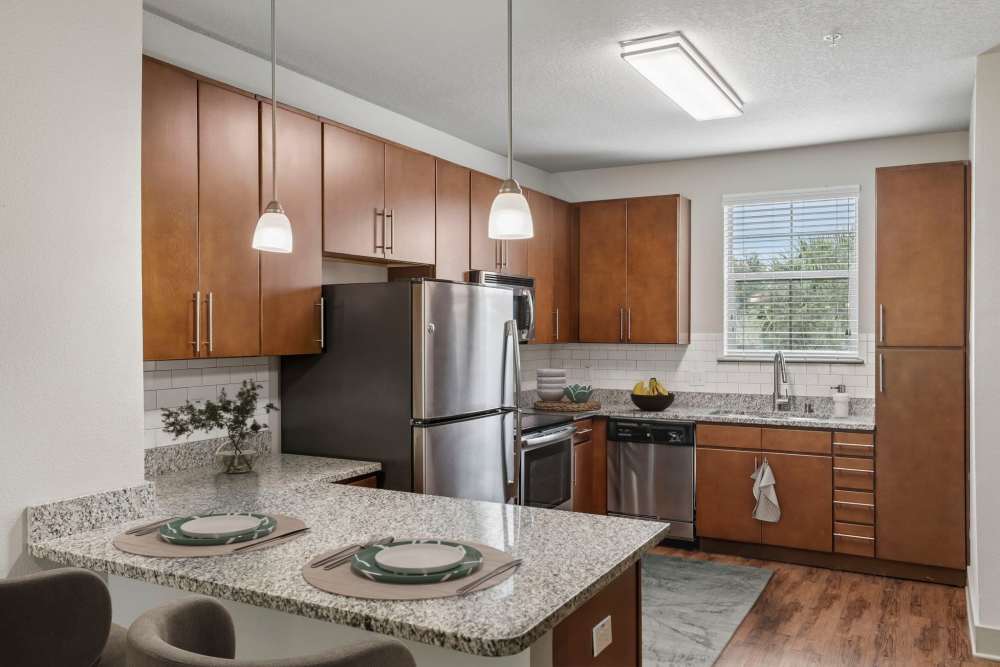 Townhouse Kitchen with breakfast bar at Circa at Fishhawk Ranch in Lithia, Florida