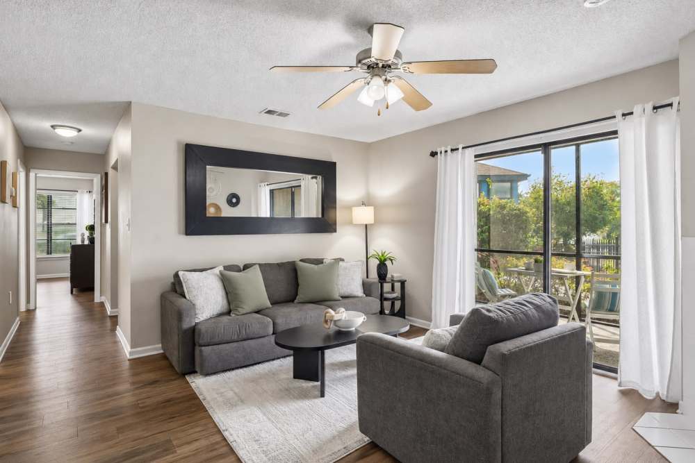Model living room at Waterstone At Carrollwood in Tampa, Florida