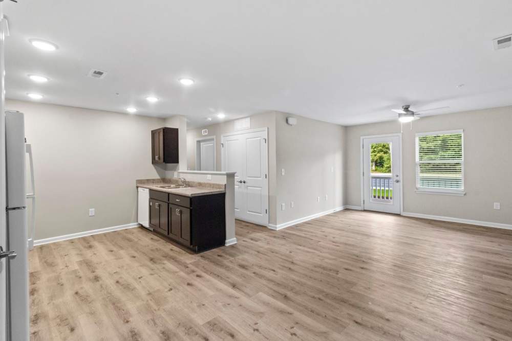 Living room and kitchen view 2
