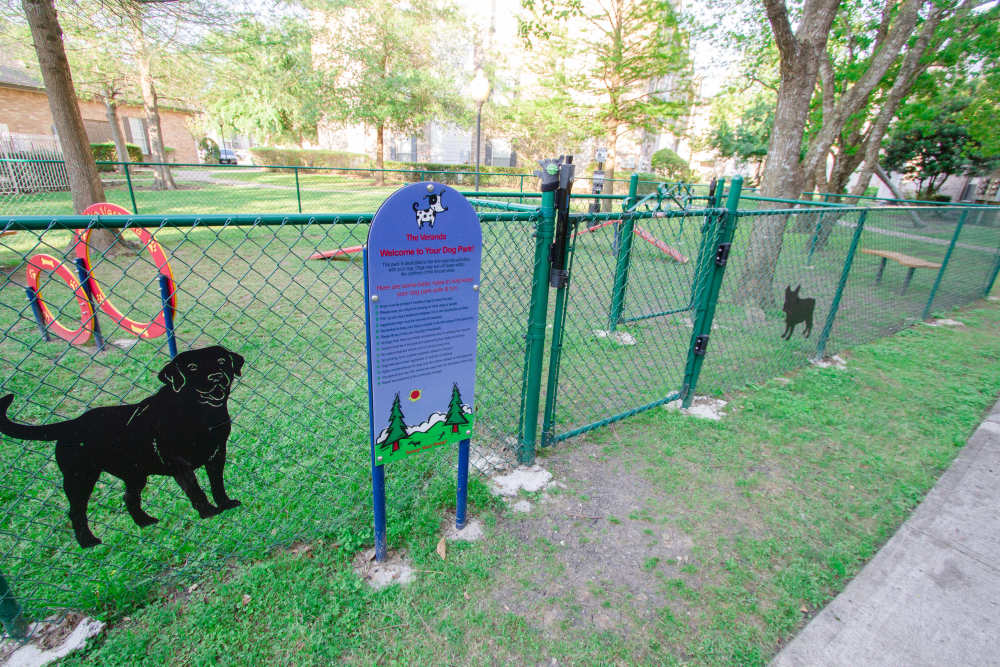 Dog bark park at The Flats at Veranda Ridge in Texas City, Texas