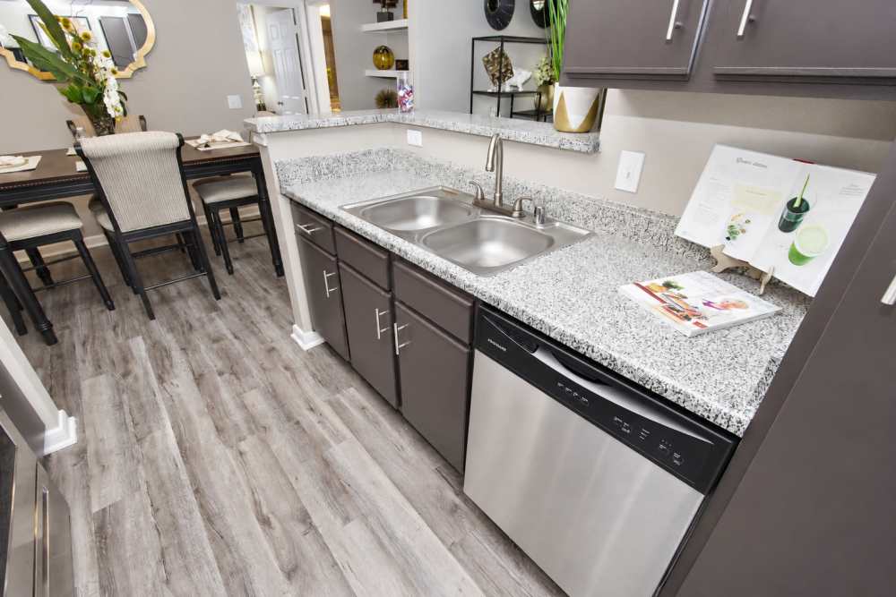 Model kitchen at The Flats at Veranda Ridge in Texas City, Texas