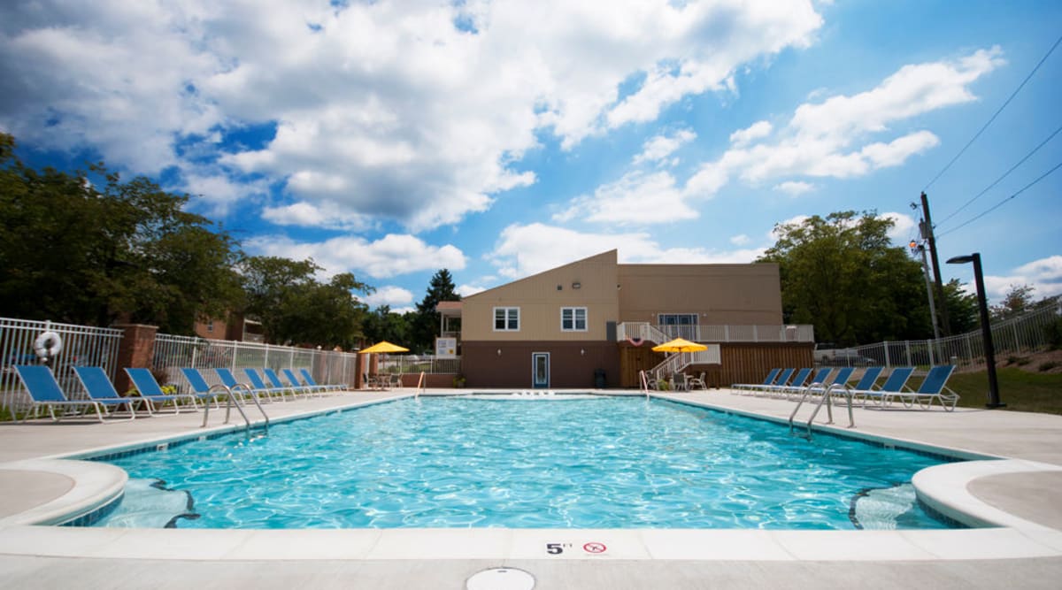 Sparkling pool at The Crest Apartments in Salem, Virginia