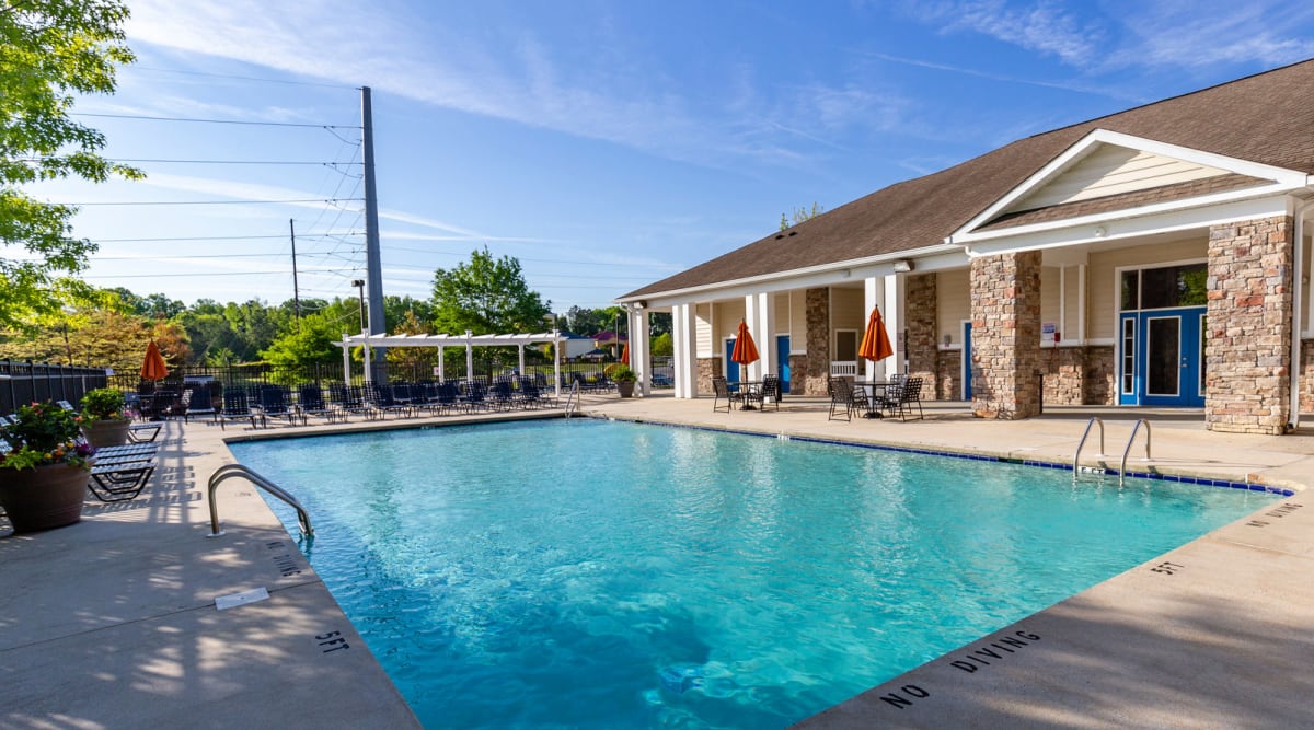 Outdoor pool at Sunchase Apartments in Greenville, North Carolina